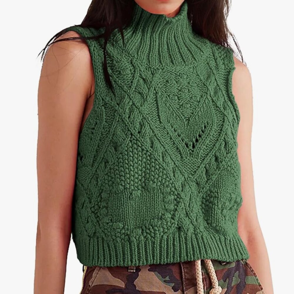 Turtleneck Crochet Sweater Vest NWT XL